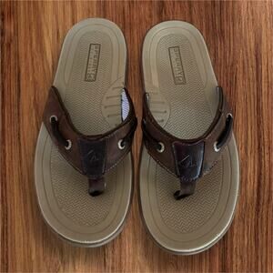 Sperry Men’s Baitfish Leather Top Siders Thong Sandals Flip Flops Sz 7M